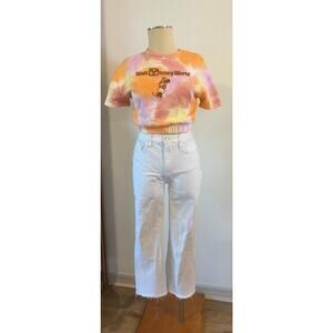 Disney World Minnie Mouse Tie Dye Cropped Sweatshirt Womens XS Pink Orange